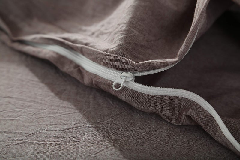 F.Y.Dreams 100% Washed Cotton Duvet Cover for Weighted Blanket 60x80 inches with 8 Ties, Zipper on Long Side/Purple Bean Paste/Just Duvet Cover - Image 4